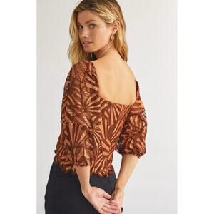 Eva Franco Animal Print Shine Lace Blouse - New Large